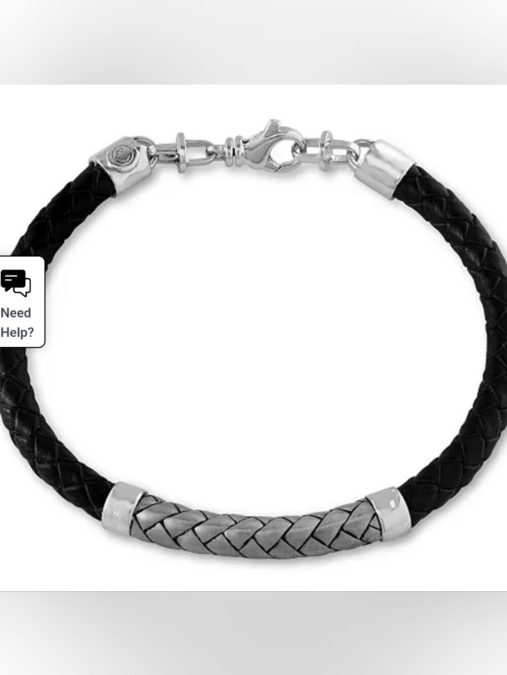 EFFY Men's Black Braided Leather Bracelet with Sterling Silver Accent